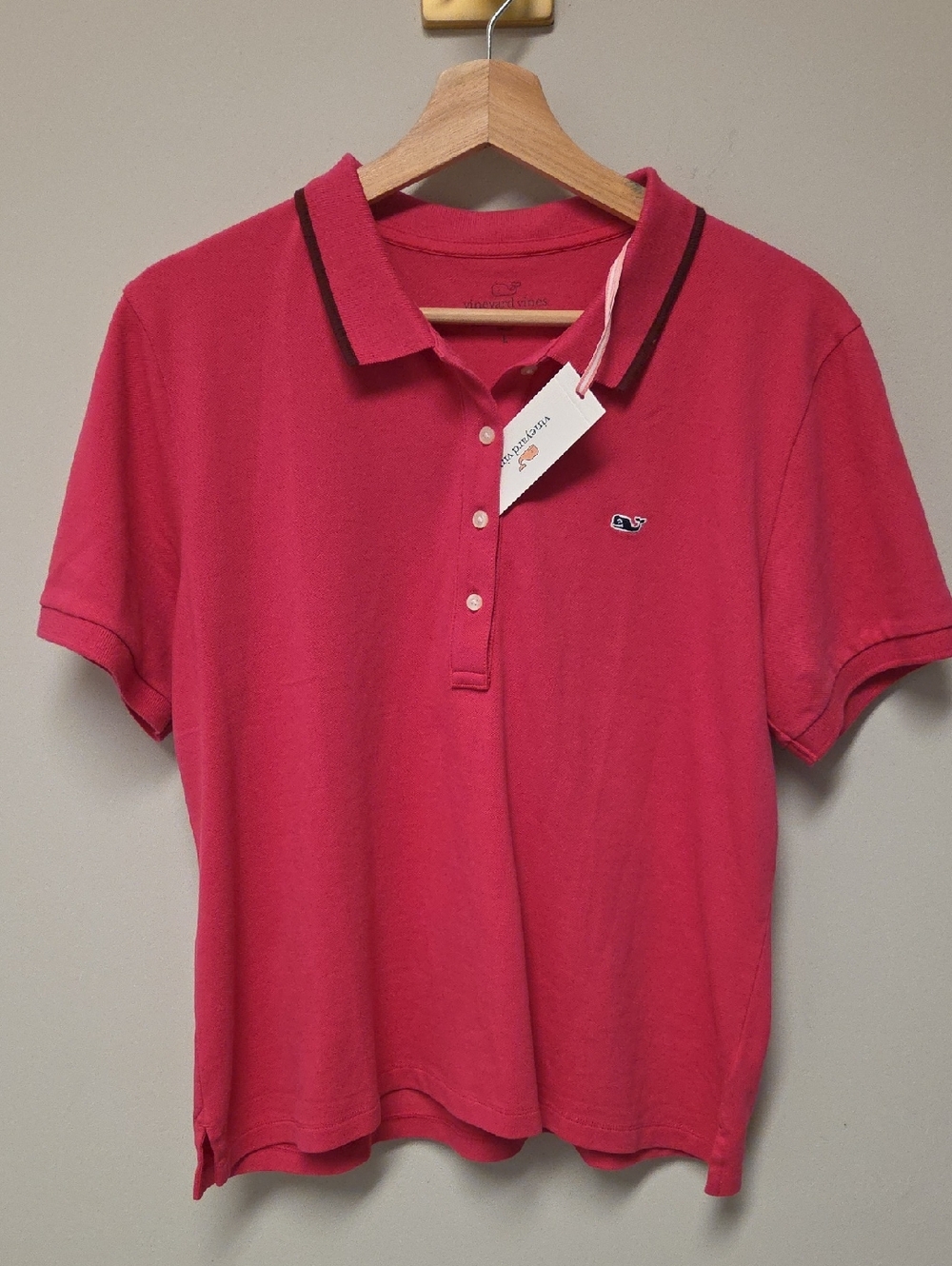 NWT Vineyard Vines Women's Heritage Polo, Large, Pink / "Rhododendron"